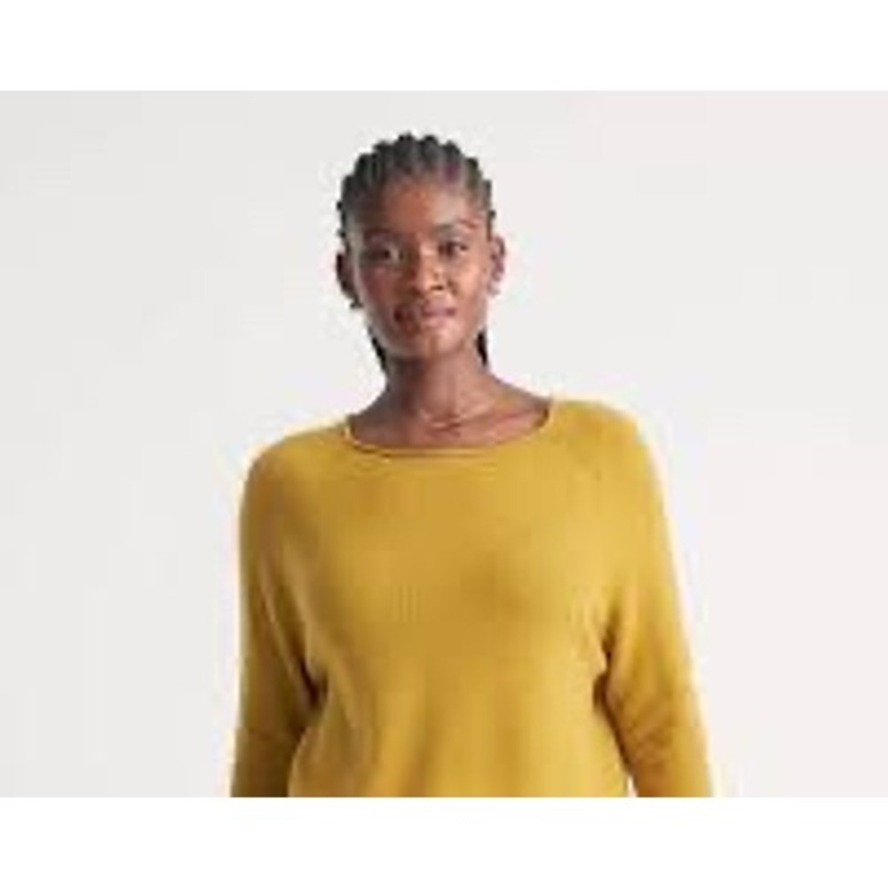 Quince Mongolian Cashmere Crewneck Sweater Mustard Yellow Gold Women Small